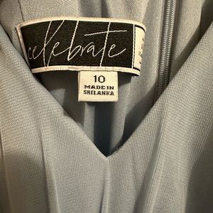 Dusty blue David’s bridal bridesmaid dress